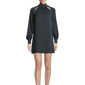 Milly NWT ‘Sherrie’ Mock Neck Long Sleeve Silk Mini Dress in Gray Size 2